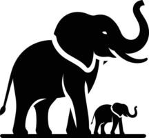 Elephant Silhouette in Profile Pose on White Background vector