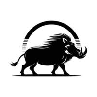 Minimalist Warthog Silhouette on White Background vector