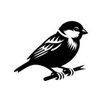 Sparrow Perched Silhouette on a Crisp White Surface vector