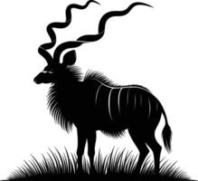 African Kudu Silhouette on White Background vector