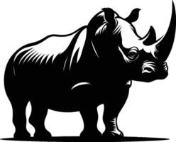 Bold Rhino Silhouette Walking on White Background vector