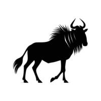 Minimalist Wildebeest Silhouette Illustration on White vector