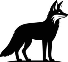 Jackal Silhouette Standing with Defined Outline on White Background vector