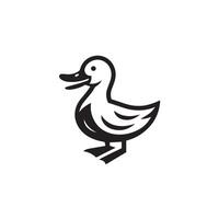 Creative Cartoon simple Duck and Swan silhouette Style with white background vector