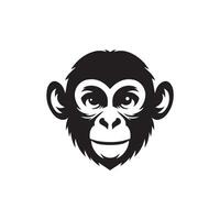 Creative modern simple monkey face silhouette Style with white background vector