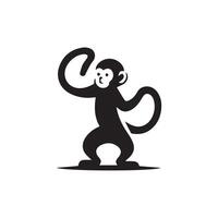 simple modern monkey silhouette Style with white background design vector