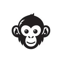 Creative simple monkey face silhouette Style with white background vector