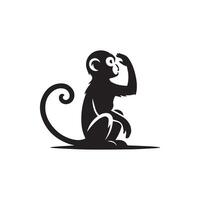 simple monkey silhouette Style with white background design vector