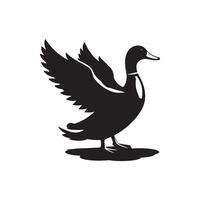 simple Duck and Swan silhouette Style with white background vector