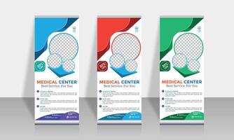 Roll Up Banner Design Template for Health Service vector
