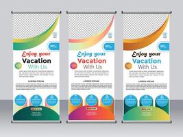 Tourism Adventure standee roll up banner design vector