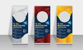 Roll Up Banner Design Template for Health Service vector