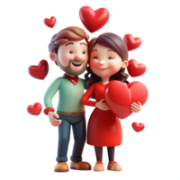 Happy Couple Embracing with Heart Symbol png