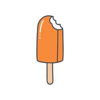 Illustration of bitten ice pop, simple doodle vector
