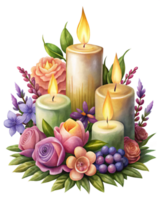 Soft Floral Candle Arrangement for Events png