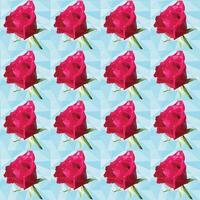 Rose in polygonal style on blue background. Seamless pattern. vector