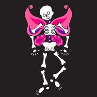 Skeleton with butterfly wings on a black background. illustration. vector