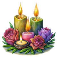 Soft Candle Glow with Floral Display png