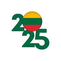 2025 banner with Lithuania flag inside. illustration. vector