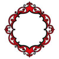 A red and black colored ornate elegant border frame design isolated on transparent background. png