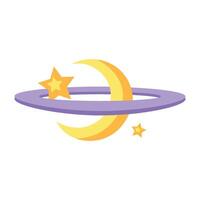 Half Moon with a Ring Cosmos Element vector