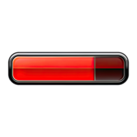 A red loading bar icon on transparent background. the loading bar is in Rectangular shape with black border, red fill, partially filled. png