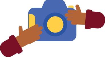 Hands Taking a Picture with a Colorful Camera in Traditional French Walks vector