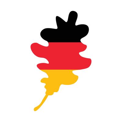 Oak tree leaf in colors of German flag