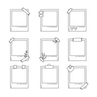 Polaroid frame line icon collection. outline style. isolated element illustration vector