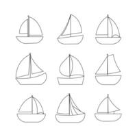 Sailboat line icon collection. outline style. isolated element illustration vector