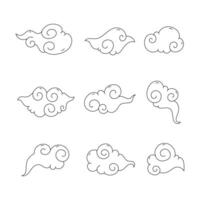 Japanese cloud icon collection. outline style. isolated element illustration vector