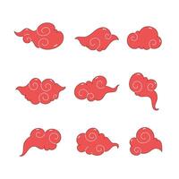 Japanese clouds icon collection. flat style elements. cartoon isolated illustration vector
