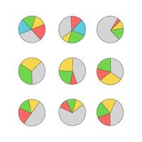 Pie chart icon collection. flat style elements. cartoon isolated illustration vector