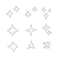 Sparkle icon collection. outline style. isolated element illustration vector