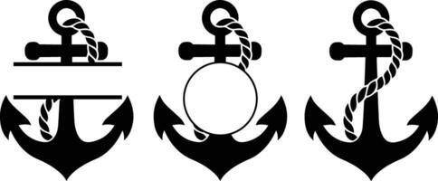 Anchor split monogram silhouette frame Nautical Anchor Monogram Frame Anchor Name Frame vector