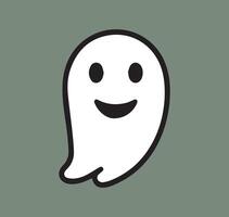 Cute ghost illustration with speech bubble on an Sage Green background. Friendly ghost. Perfect for greeting cards. Flat design. vector