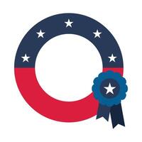 Round frame element and medal with ribbon in flag colors for USA patriotic holiday and events vector