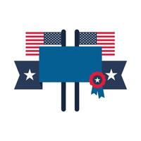 Ribbon and flags for USA patriotic holiday and event vector