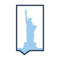 Statue of Liberty silhouette in rectangle speech bubble for USA patriotic holiday and event vector
