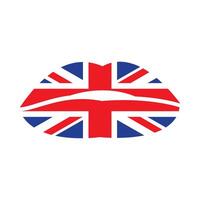 Kissing lips in colors of UK flag vector