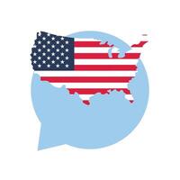Country silhouette and speech bubble for USA patriotic holiday and event vector