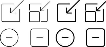 Minimize flat icon set. Arrow exit flat style vector