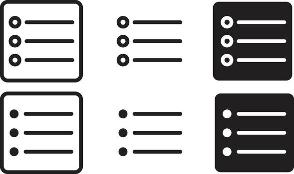 List icon set. Website menu list. vector