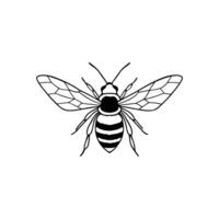 A black and white bee logo on a white background vector