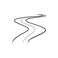 A black and white drawing of a road with curves vector