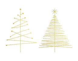 Collection of a Christmas trees shapes. Golden pine icon set. Hand drawn fir trees vector