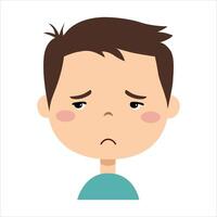 The boy is sad. Face expression sadness. Illustration of a sad child vector