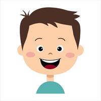 Boy face with emotion of happiness. Face expression. The boy is delighted vector