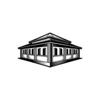 A black and white drawing of a building vector