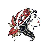 A woman with a red and white headband vector